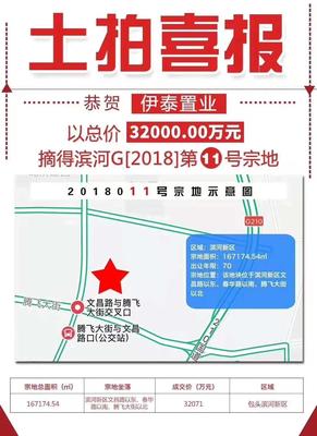 【拿地快讯】伊泰置业首进包头 32000万元拿地滨河新区